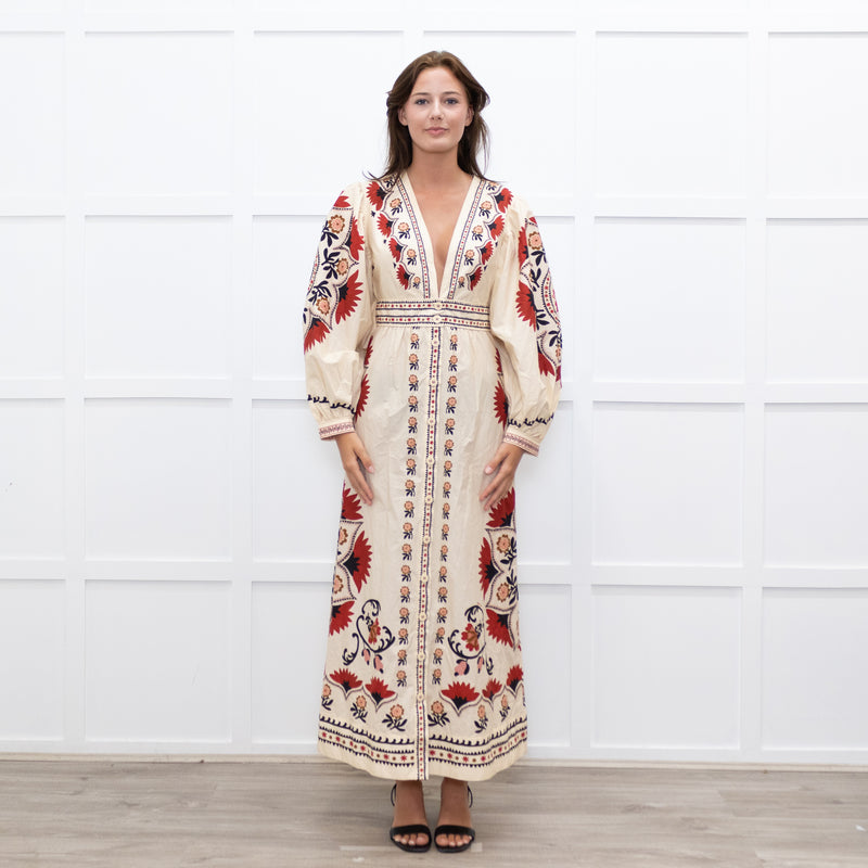 Farm Rio Cream Print Mandala Maxi Dress