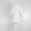 Alberta Ferretti Cream V Neck Silk Blouse Cape