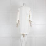 Alberta Ferretti Cream V Neck Silk Blouse Cape