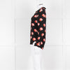 Ganni Black Red White Rose Print Blouse