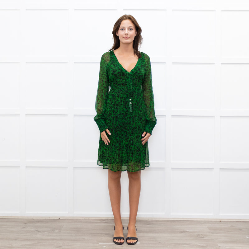 Moliin Dark Green Tiered Mini Dress