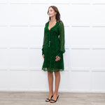 Moliin Dark Green Tiered Mini Dress