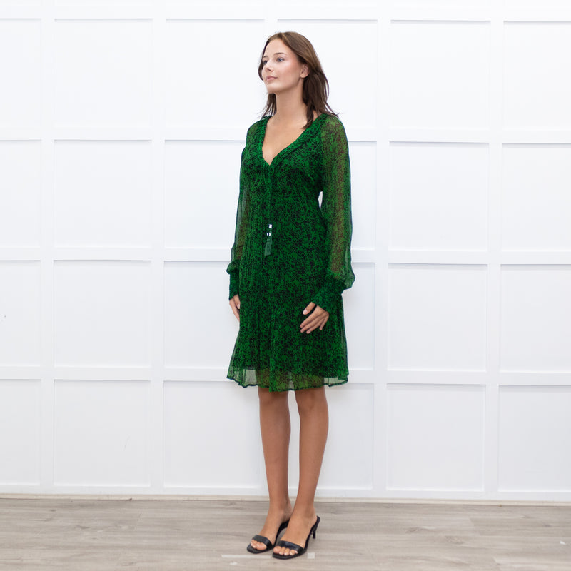 Moliin Dark Green Tiered Mini Dress