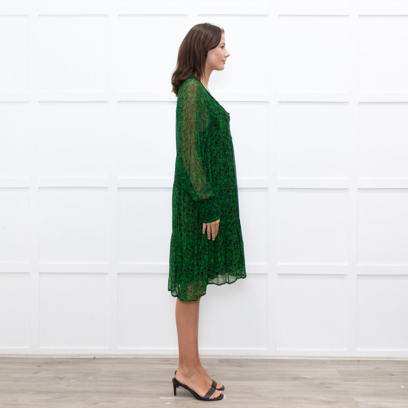 Moliin Dark Green Tiered Mini Dress