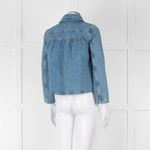 Ba&sh Blue Denim Jacket with Peter Pan Collar
