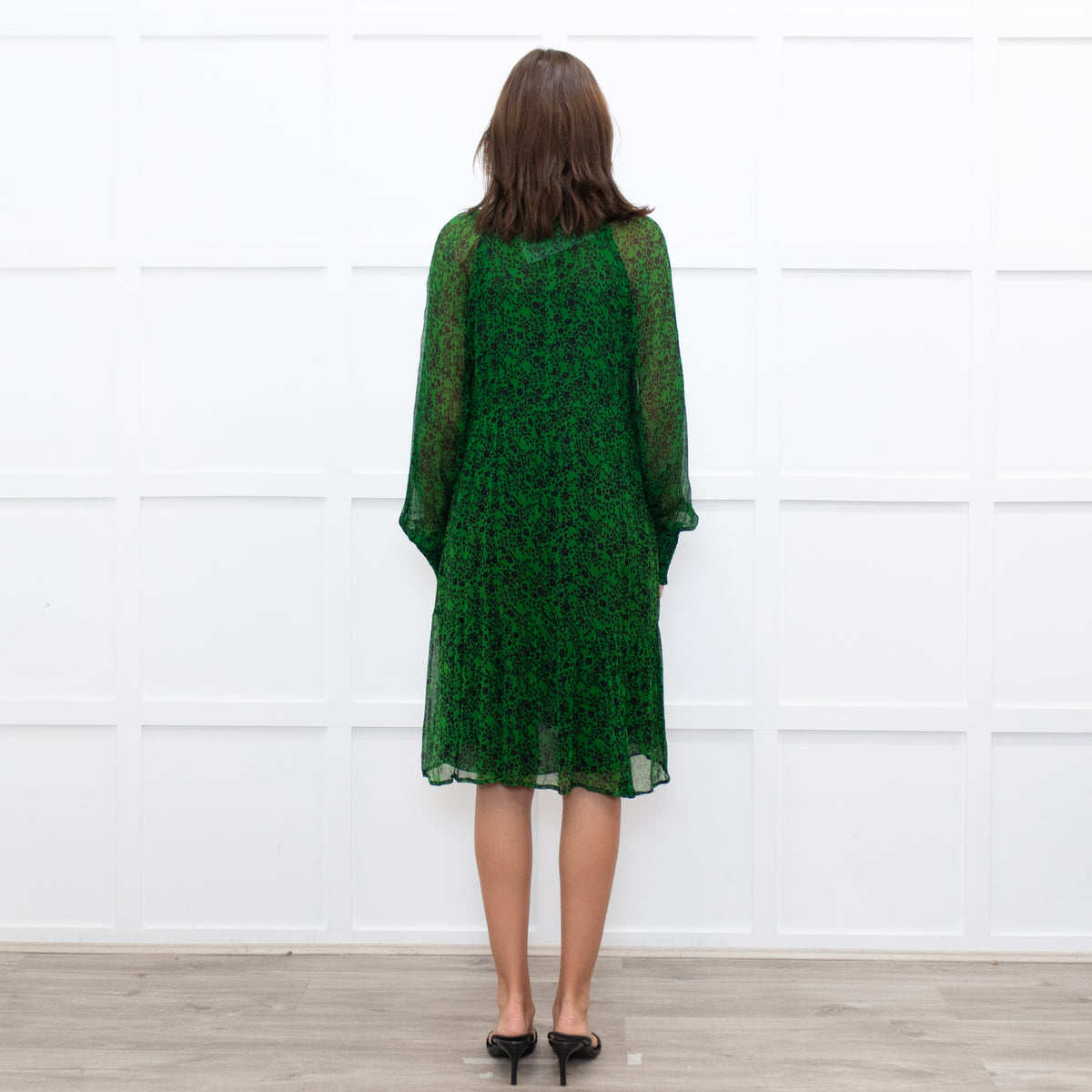 Moliin Dark Green Tiered Mini Dress