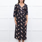 ba&sh Black Cassiopee Dress With Brown Print