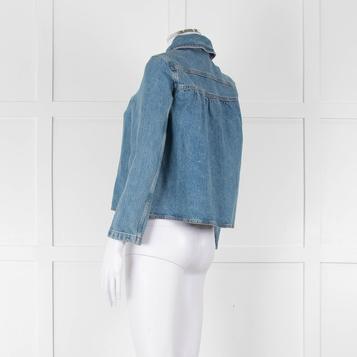 Ba&sh Blue Denim Jacket with Peter Pan Collar