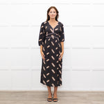 ba&sh Black Cassiopee Dress With Brown Print