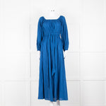 Mara Hoffman Blue Elasticated Waist Long Sleeve Cotton Dress