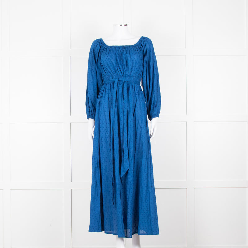Mara Hoffman Blue Elasticated Waist Long Sleeve Cotton Dress