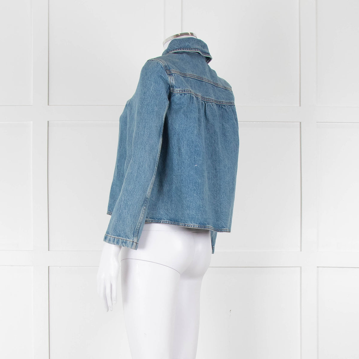 Ba&sh Blue Denim Jacket with Peter Pan Collar