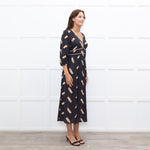ba&sh Black Cassiopee Dress With Brown Print