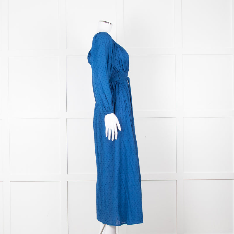 Mara Hoffman Blue Elasticated Waist Long Sleeve Cotton Dress