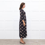 ba&sh Black Cassiopee Dress With Brown Print