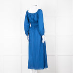 Mara Hoffman Blue Elasticated Waist Long Sleeve Cotton Dress