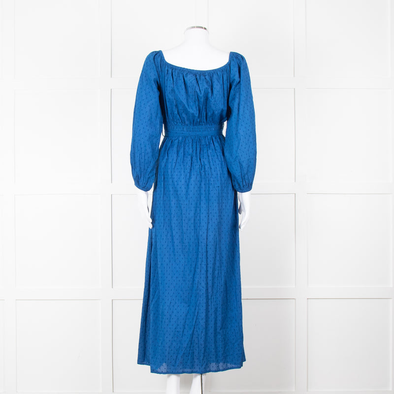 Mara Hoffman Blue Elasticated Waist Long Sleeve Cotton Dress