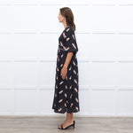 ba&sh Black Cassiopee Dress With Brown Print
