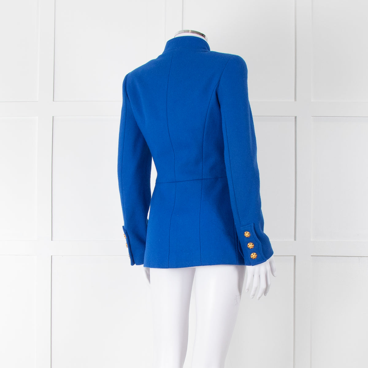Chanel Blue Vintage Gold CC Button Tailored Jacket