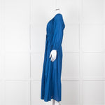 Mara Hoffman Blue Elasticated Waist Long Sleeve Cotton Dress