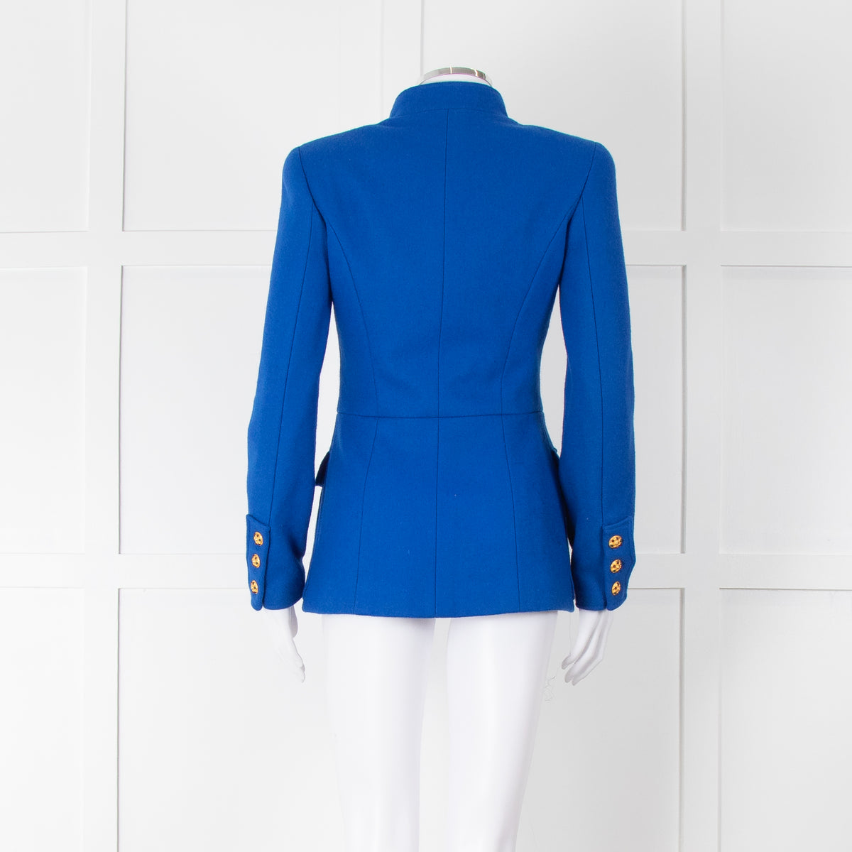 Chanel Blue Vintage Gold CC Button Tailored Jacket
