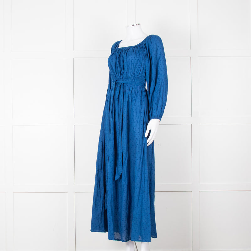 Mara Hoffman Blue Elasticated Waist Long Sleeve Cotton Dress