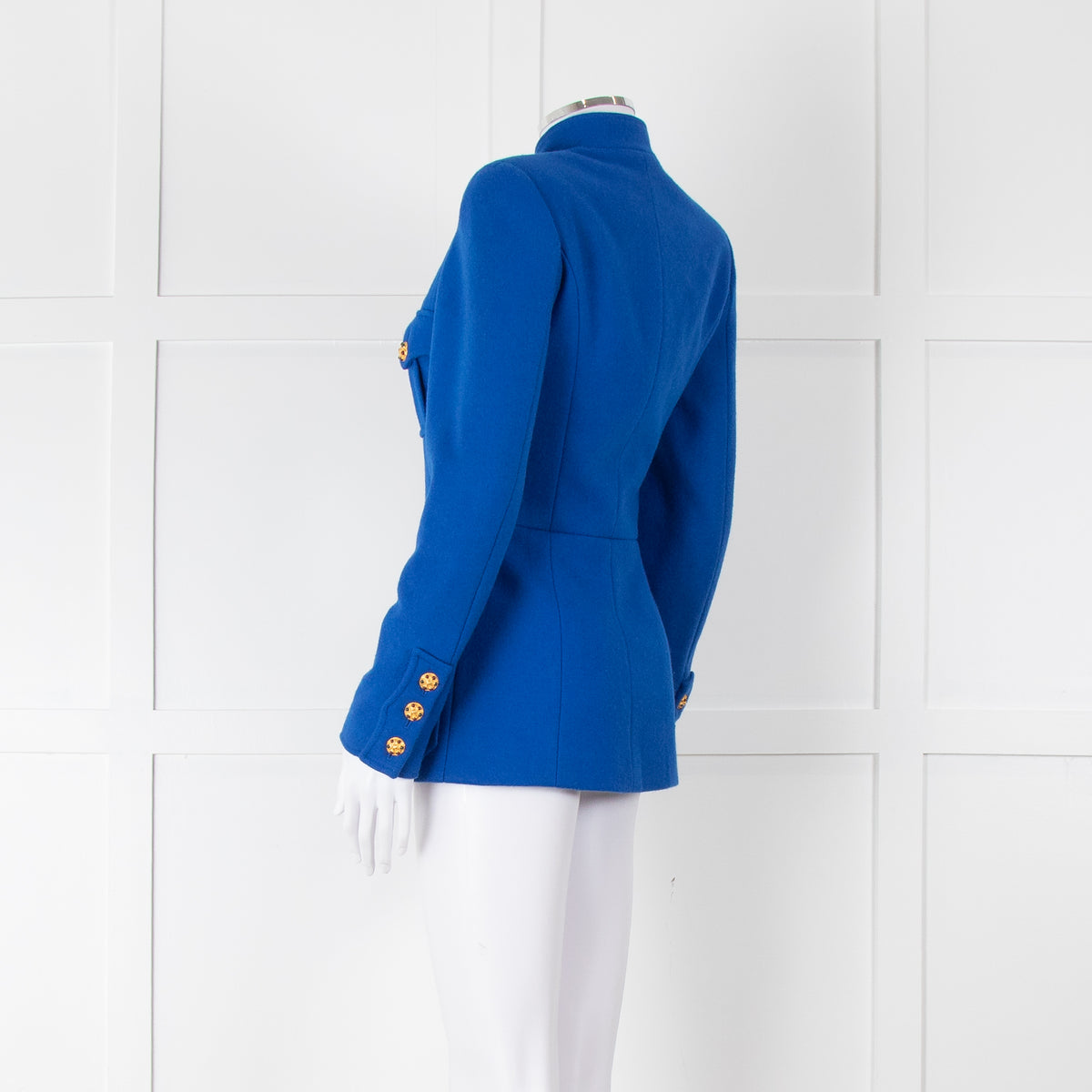 Chanel Blue Vintage Gold CC Button Tailored Jacket