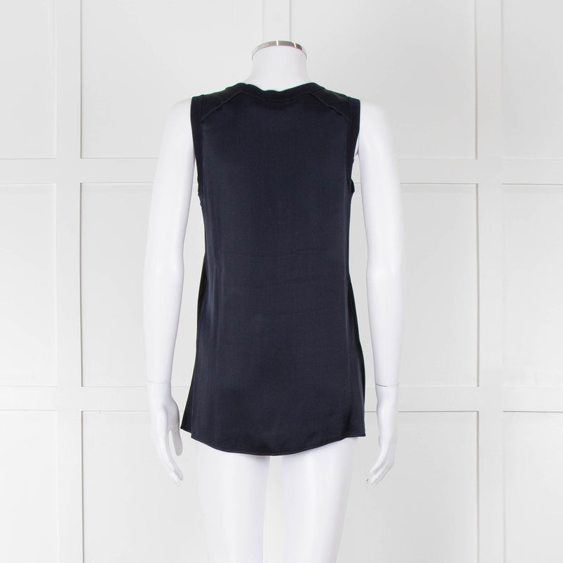 Rag & Bone Navy Sleeveless Silk Feel Vest Top