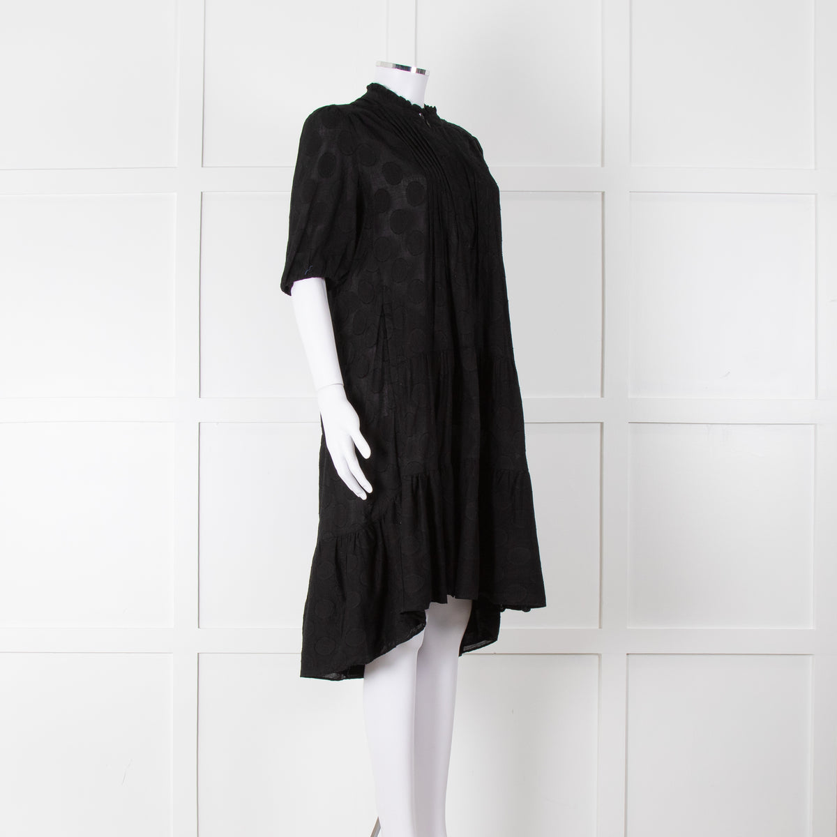 Me+Em Black Circle Print Cotton Midi Dress & Slip