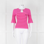 Pinko Pink With Red Striped Ribbed Top