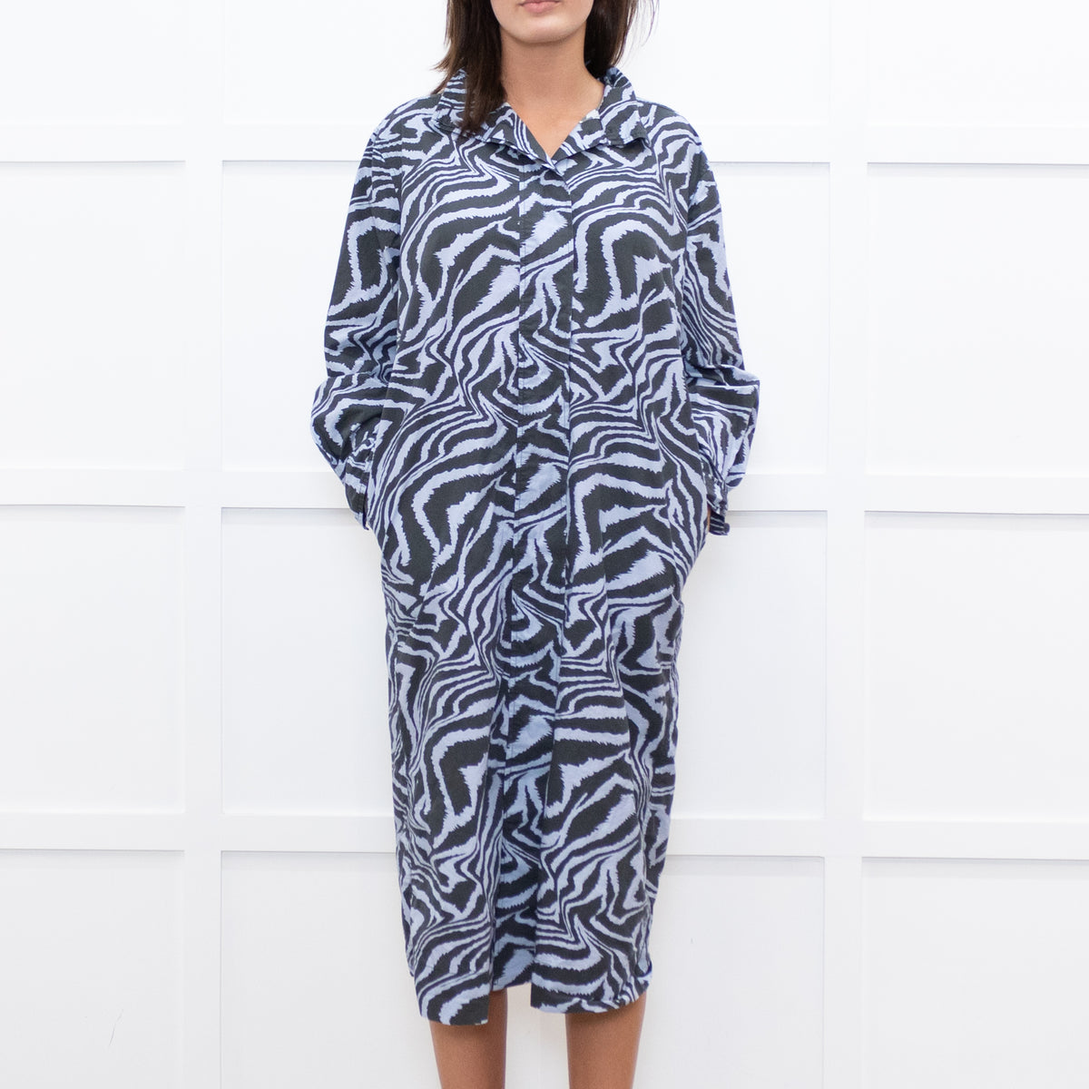 Ganni Lilac Tiger Print Shirt Dress