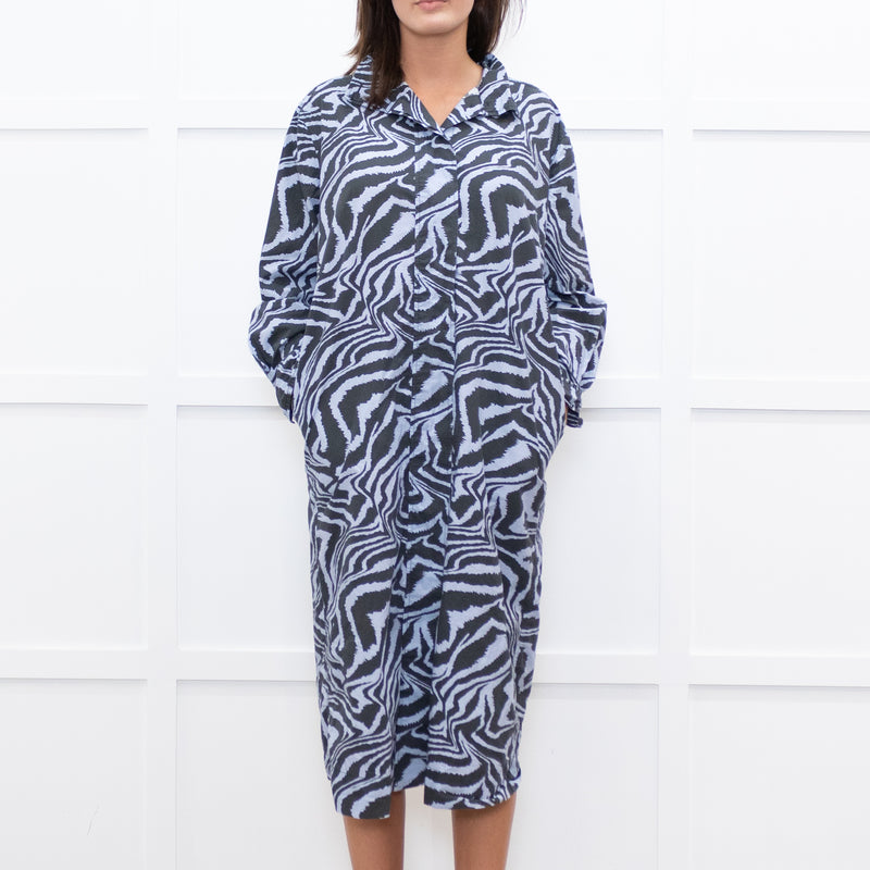 Ganni Lilac Tiger Print Shirt Dress