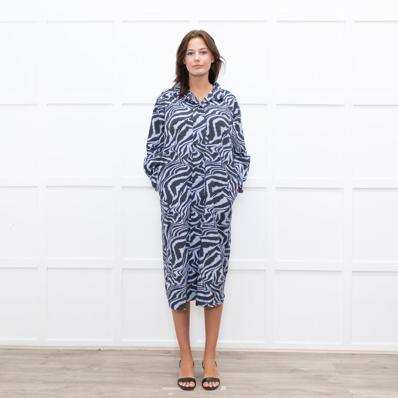 Ganni Lilac Tiger Print Shirt Dress