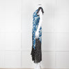 Rixo White Blue Floral Black White Polka Dot Print Short Sleeve Wrap Dress
