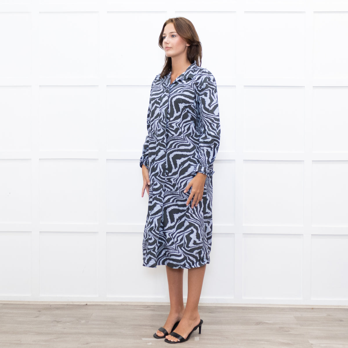Ganni Lilac Tiger Print Shirt Dress