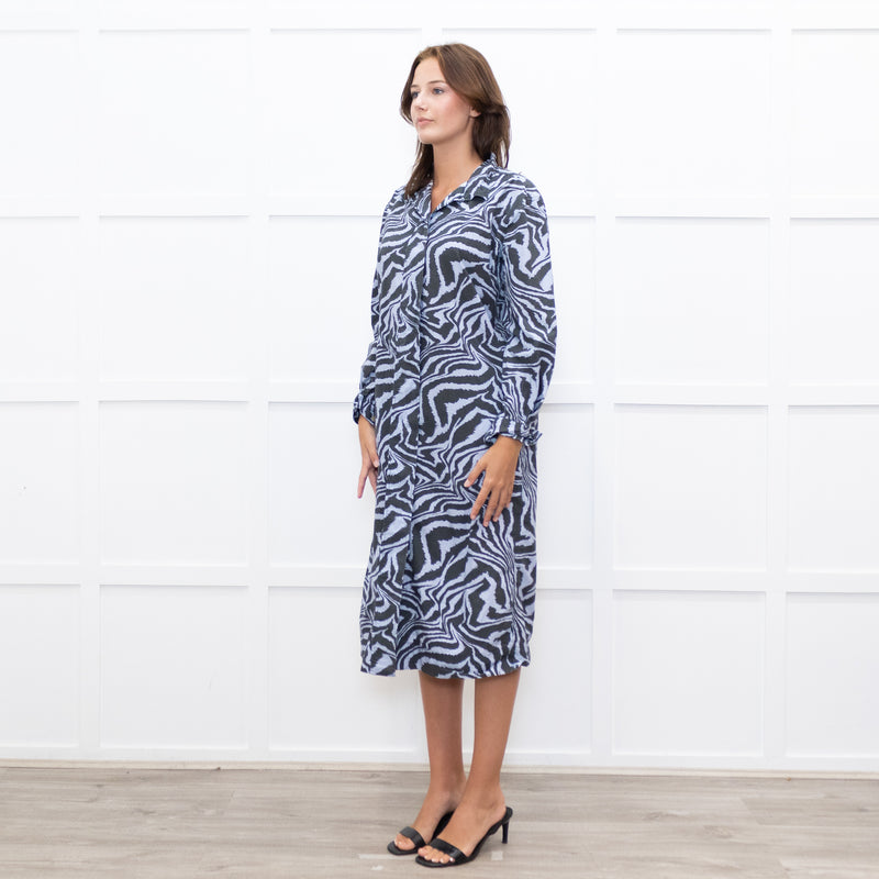 Ganni Lilac Tiger Print Shirt Dress