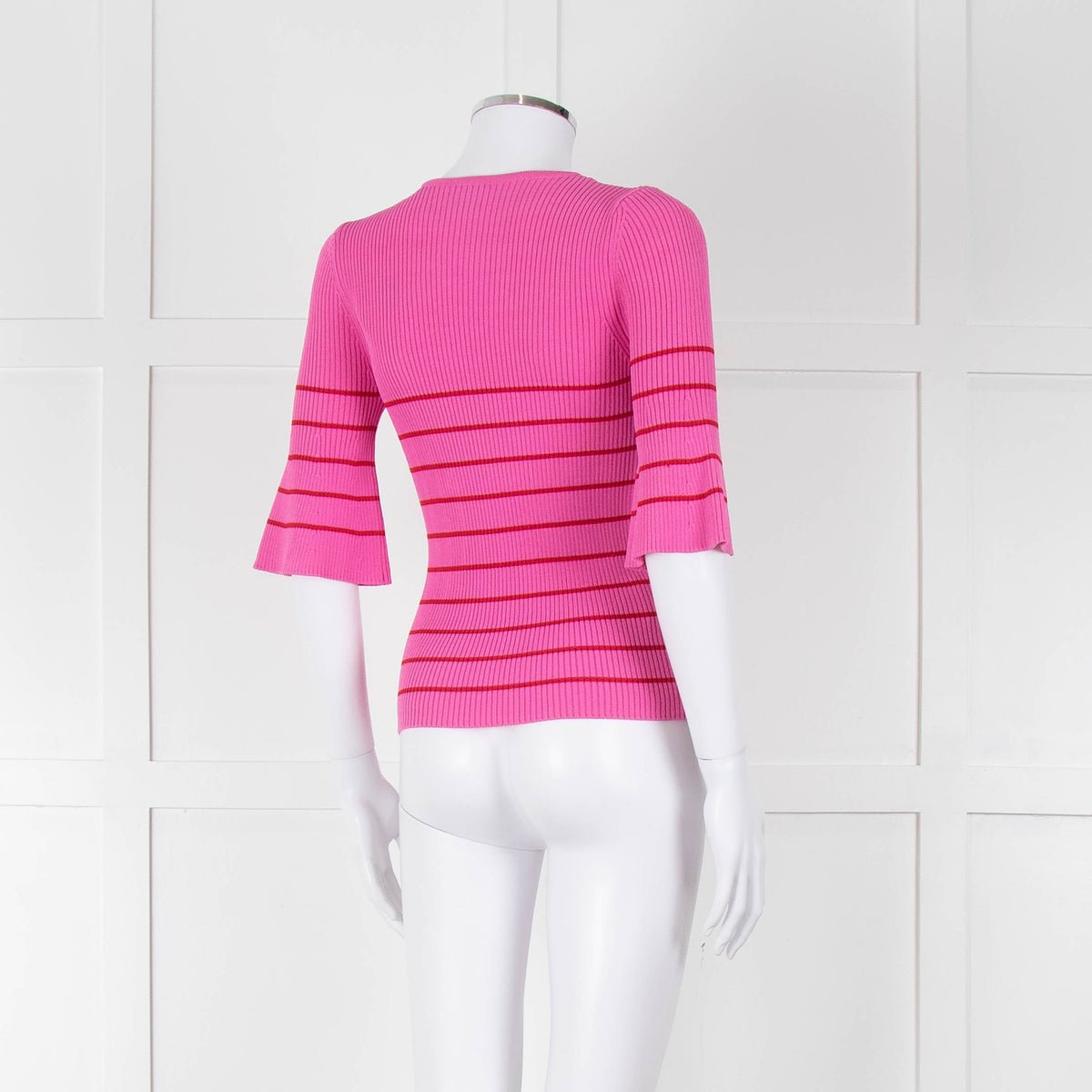 Pinko Pink With Red Striped Ribbed Top