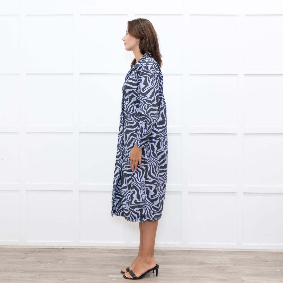 Ganni Lilac Tiger Print Shirt Dress