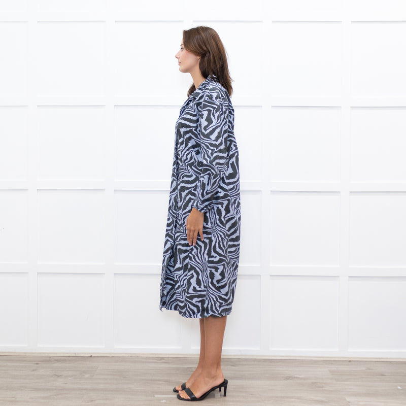 Ganni Lilac Tiger Print Shirt Dress