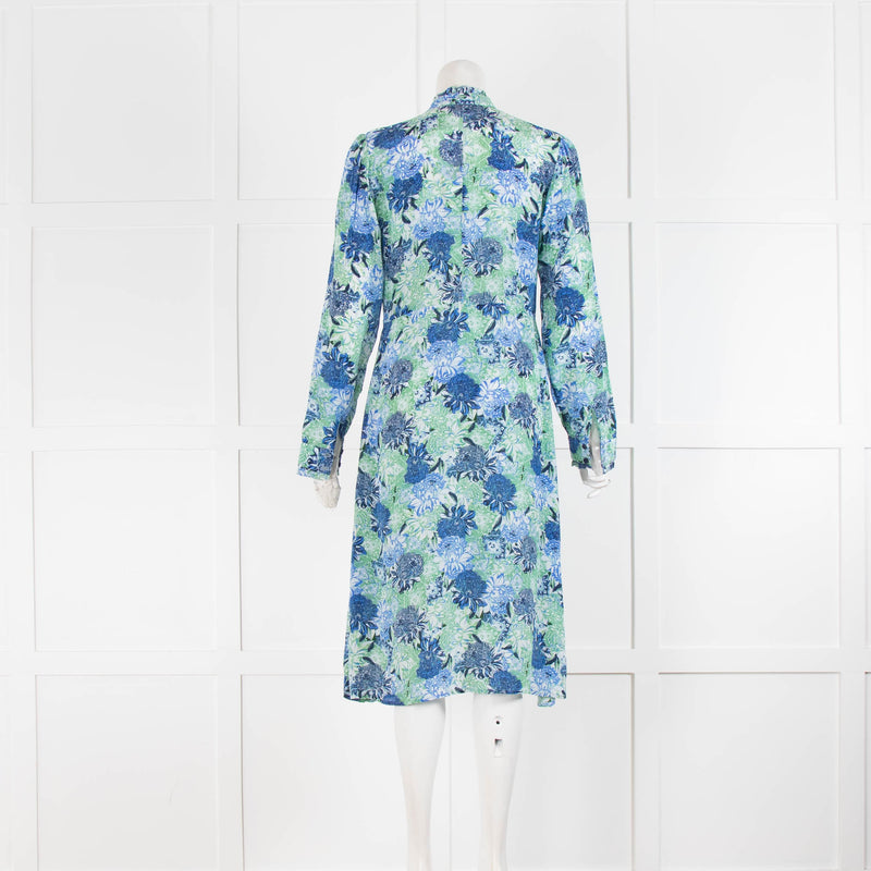 Charlotte Sparre Blue Green Floral Long Sleeve Dress