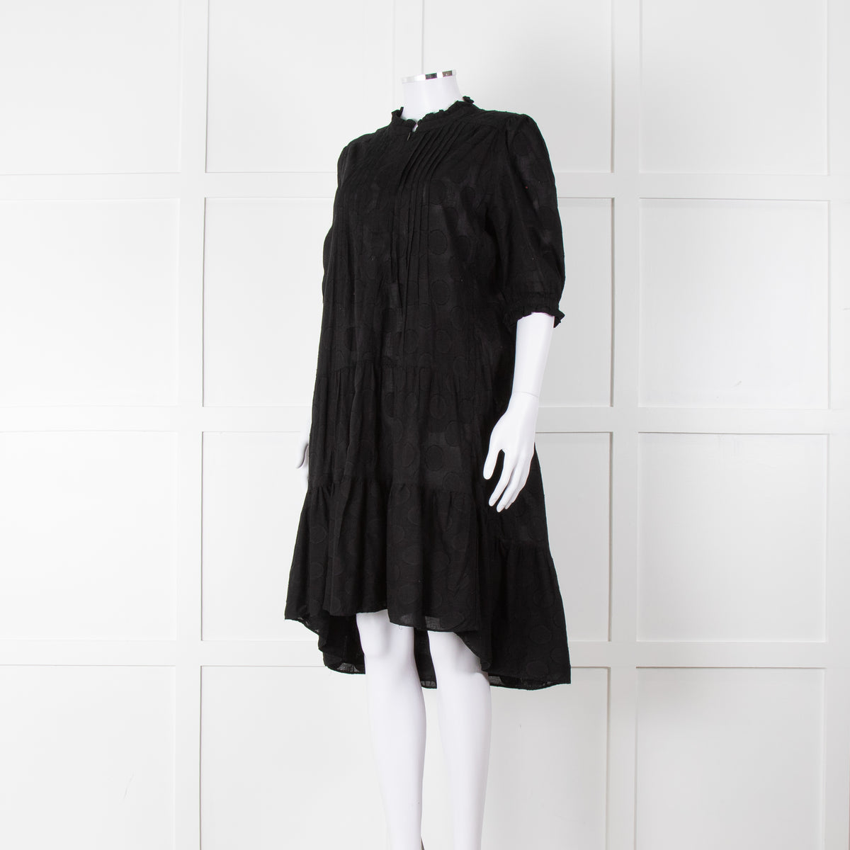 Me+Em Black Circle Print Cotton Midi Dress & Slip