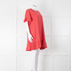 Pink Chicken Coral Lurex Stripe Ruffle Short Sleeve Dress