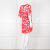 Iro Red White Print Frill Detail Short Sleeve Mini Dress