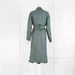 Burberry Green Blue Print Silk Dressing Gown