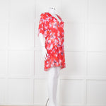 Iro Red White Print Frill Detail Short Sleeve Mini Dress