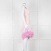 Silvia Navarro Pink Shift Dress With Graduated Pink Feather Hem