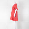 Pink Chicken Coral Lurex Stripe Ruffle Short Sleeve Dress