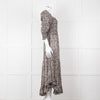 Masscob Grey Brown Print Smocking Detail Cotton Dress