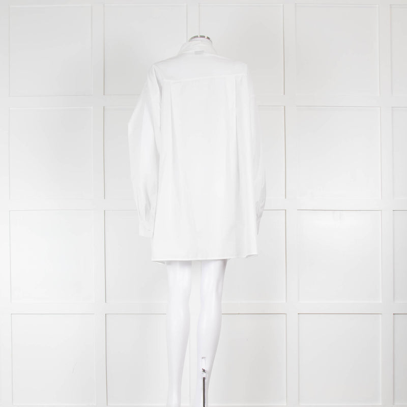 Raey White Silk Macrame Insert Oversized Collared Shirt