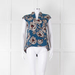 Cooper & Ella Blue Cream Red Floral Print Sleeveless Top
